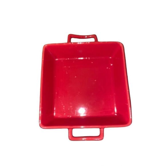 Bella Cucina Red Square Casserole Dish with Rooster lid Stoneware 9 in x 9 in - Picture 3 of 4